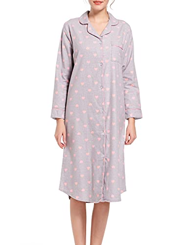 CHUNG Camisón de franela de algodón cepillado para mujer, camisón...