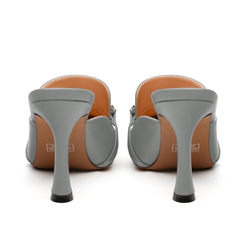 Women's Mules, Closed Pointed Toe Stiletto High Heels Pumps, Buckle Chain Heeled Sandals for Casual and Formal Occasions4