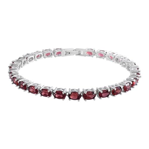 Bracelet tennis grenat rouge résistant au ternissement avec fermoir de sécurité