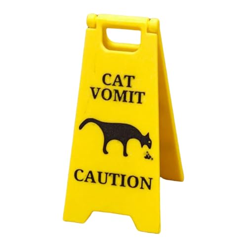 Segnale di avvertimento per vomito di cane, 10,2 cm, cartello di avvertimento con stampa decorativa di gatto, in polilattide, da tavolo, per pavimenti bagnati, bagno, soggiorno, WC, regalo divertente