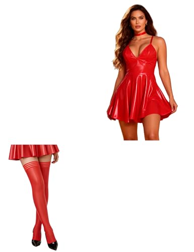 Robe sexy femme simili cuir grande taille L mini robe noire chic et bas autofixants