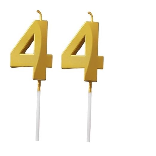 Image of ToyUniverse Number 44 Gold Candle | Forty Four Number Candle | Number 44 Metallic Gold Candle for Forty Fourth Birthday,Anniversary, Surprise Party Cake Decoration Candle (Pack of 2,Number 44)