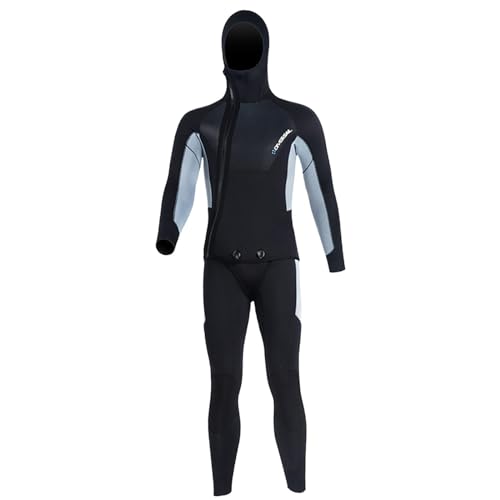 Shamiina メンズウェットスーツ 5mm ソフトネオプレン フード付き ウォータースポーツウェア, 黒, XXXL