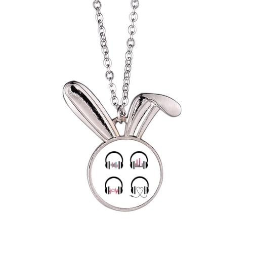 Collier lapin coloré musique pendentif animal rigolo avec casque audio