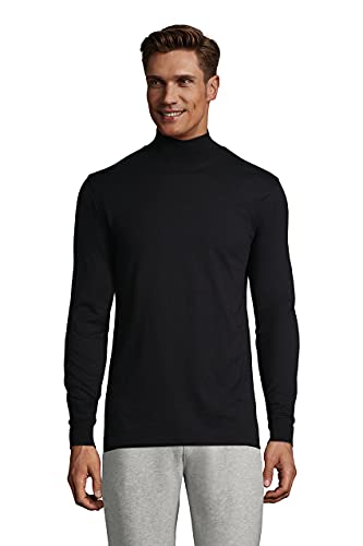 Lands End Mens Long Sleeve Super-T Mockneck Black Regular Medium