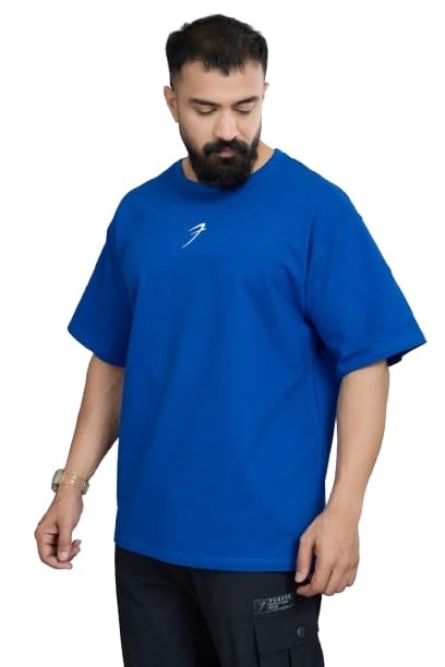 FUAARK Mens Ignite 3/4 Sleeves Cotton Oversized Fit Printed Gym Workout & Casual T-Shirt
