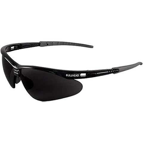 Bullhead Safety Eyewear BH633AF Stinger, Crystal Black Frame, Smoke Anti-Fog Lens, Gray TPR Nose and Temples Cover