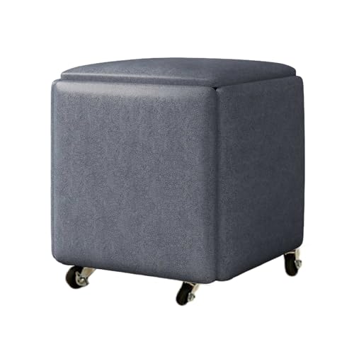Taburete apilable 5 en 1, silla de cubo anidable y reposapiés para espacios pequeños, asiento de tocador versátil para dormitorio, sala de estar y comedor (color 4, 45 x 45 cm)