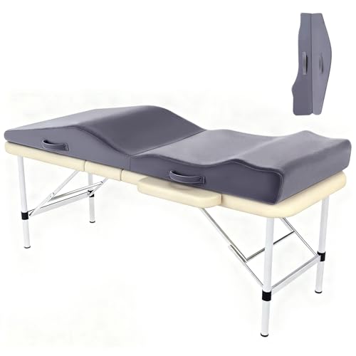 Lash Bed Topper, Ergonomic Curvy Massage Table Foam Topper, Non-Slip Esthetician Bed Cushion with Removable Washable Cover for Beauty Salon, Waxing/Ey