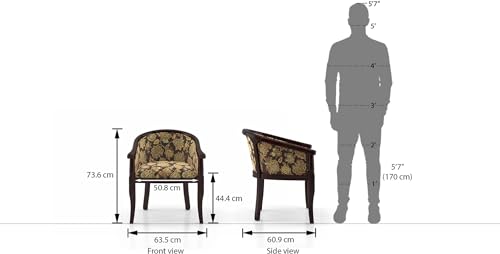 Image of Solid Sheesham Wood Chair Single Seater Sofa Chair for Living Room,Bedroom,Outdoor & Indoor - Walnut & Chintz Floral