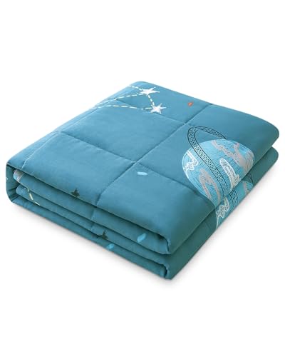 Sivio Weighted Blanket - 100% Cotton Heavy Blanket 5lbs, 36 x 48 inches, Moon and Star Pattern, Breathable Soft Throw Blanket for Calm Sleeping for Home and School Nap
