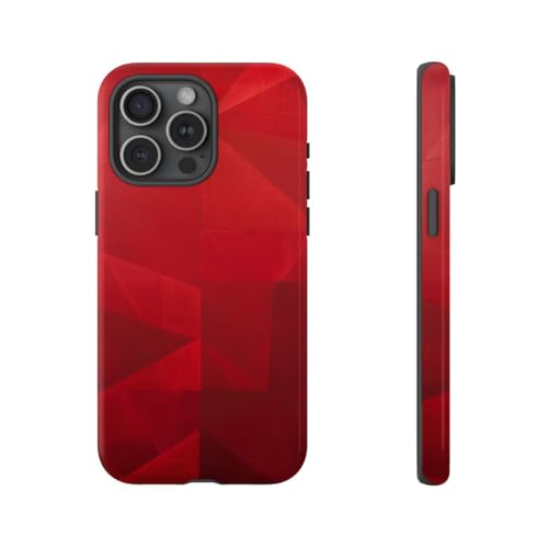 Coque iPhone 15 Pro Max rouge à motif géométrique abstrait coque brillante