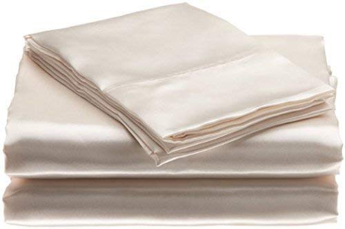 Bedify Silk Satin Sheet Set, 4pcs, King, Ivory