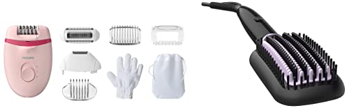 Image of PHILIPS BRE285 /00 compact epilator With opti-light For legs, Arms & Underarms - Corded & 50 Watt Thermo Protect Technology Heated Hair Straightening Brush