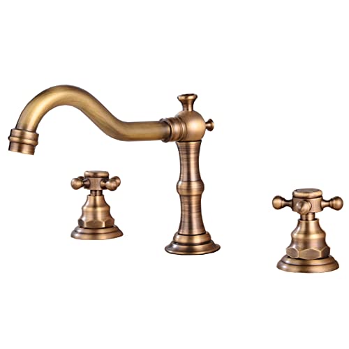 Grifo de baño de latón antiguo de 3 orificios con diseño vintage exclusivo