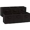 Amazon Basics Collapsible Fabric Storage Cubes Organizer with Handles, Sturdy, Black, 10.5-x-10.5-x-11-inch, Pack of 6