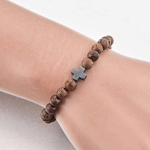 Christian Prayer Beads Bracelet – Wooden Beads & Cross – Multiple Sizes! (Small) - Thumbnail 3