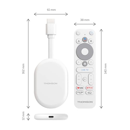 Thomson Go Cast 152 Streaming Dongle, 4K UHD Google TV, Spraakbesturing, Google Cast, Dolby Atmos, Dolby Digital+, HDR10, Draagbaar, 2 GB RAM, 32 GB Opslag - Afbeelding 3