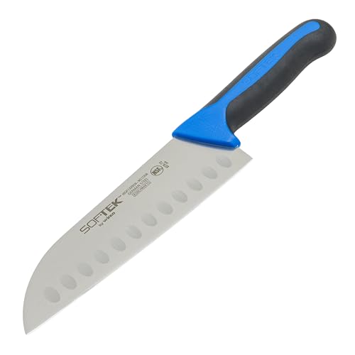 Sof-Tek, 7" Santoku Knife, Soft Grip Handle,Silver/Black/Blue by Winco - Image 4