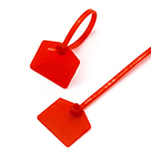 Image of Waterproof Shipping Tags - Self Locking Nylon Writable Marker Ties for Luggage Identification, Plastic Straps Label Mark, Seal Zip Tie for Labeling - 100pcs (Red)
