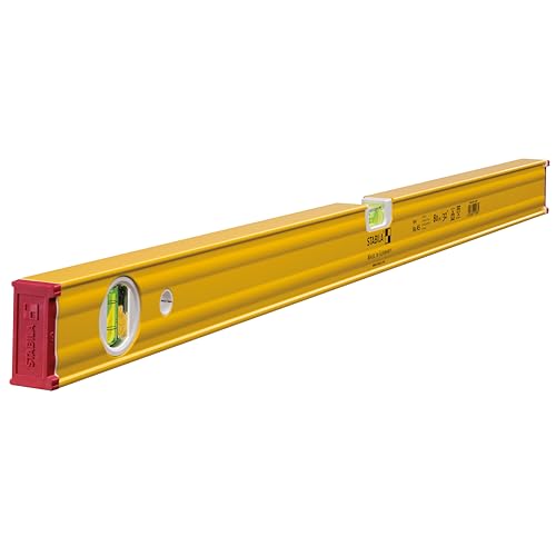 STABILA Wasserwaage Type 80 AS, 80 cm, verstärktes Alu-Profil, 1 Horizontal-Libelle, 1 Vertikal-Libelle, integrierte Rutsch-Stopper, Made in Germany, Gelb