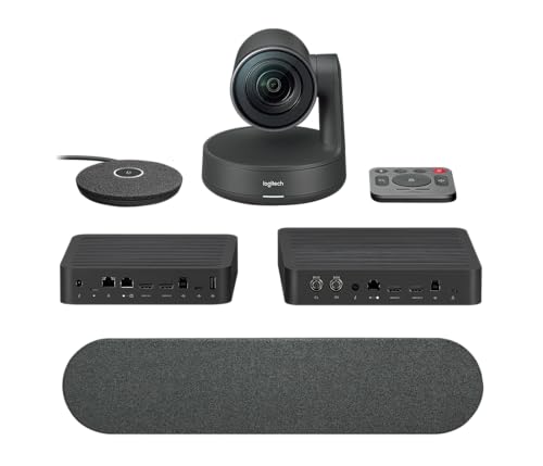 Logitech Rally Camera Kit – Sistema di videoconferenza – 4K UHD Rally PTZ Camera, Display & Table Hub, Rally Speaker, Rally Mic Pod, Telecomando, Alimentatori e Cavi (Nuovo) (Nuovo)