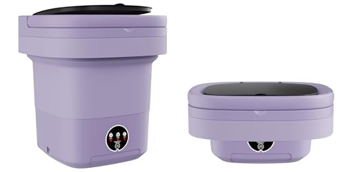 Portable Washing Machine 11L Mini Folding Washer for Apartments Dorms RV and Travel Compact Top Load Washer with Spin Basket and 3 Wash Modes for Small Loads (PURPLE)