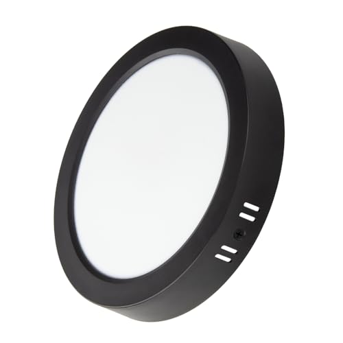 LUXULA LED Aufbauspot flach Schwarz, 6W 600lm Ø109x28mm, IP44 LED Aufputz...