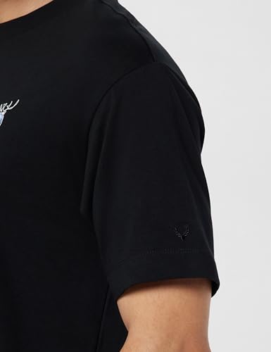 Image of Allen Solly Men's Cotton T-Shirt | Drop Shoulder | Chest Print | Regular Fit | Casual Streetwear Style
