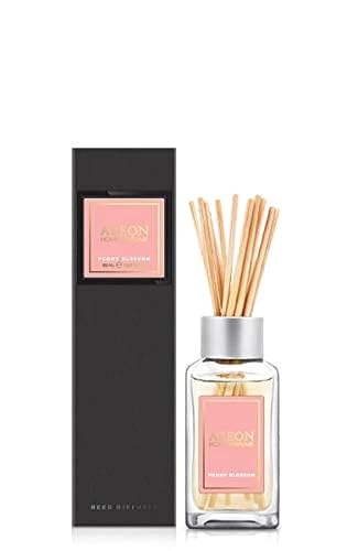 Areon Home Luxury Perfume Reed Diffuser + 10 Rattan Reeds, Peony Blossom Scent, 85 ml