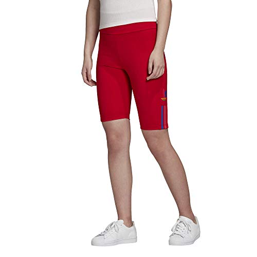 Adidas Originals Women's Adicolor 3D Trefoil Short Tights, Scarlet/Multicolor, S