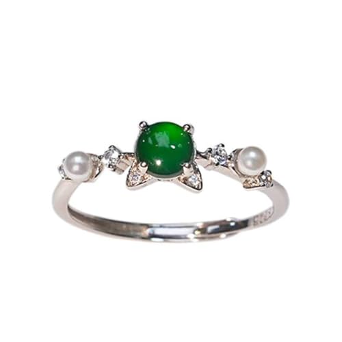 Bague de promesse en jade émeraude et perle, le cadeau d'anniversaire idéal