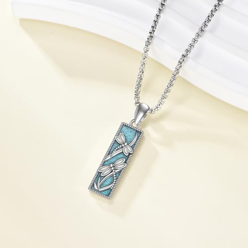 Turquoise Hummingbird/Dragonfly Necklace 925 Sterling Silver Turquoise Necklace Animal Jewelry for Women Men2