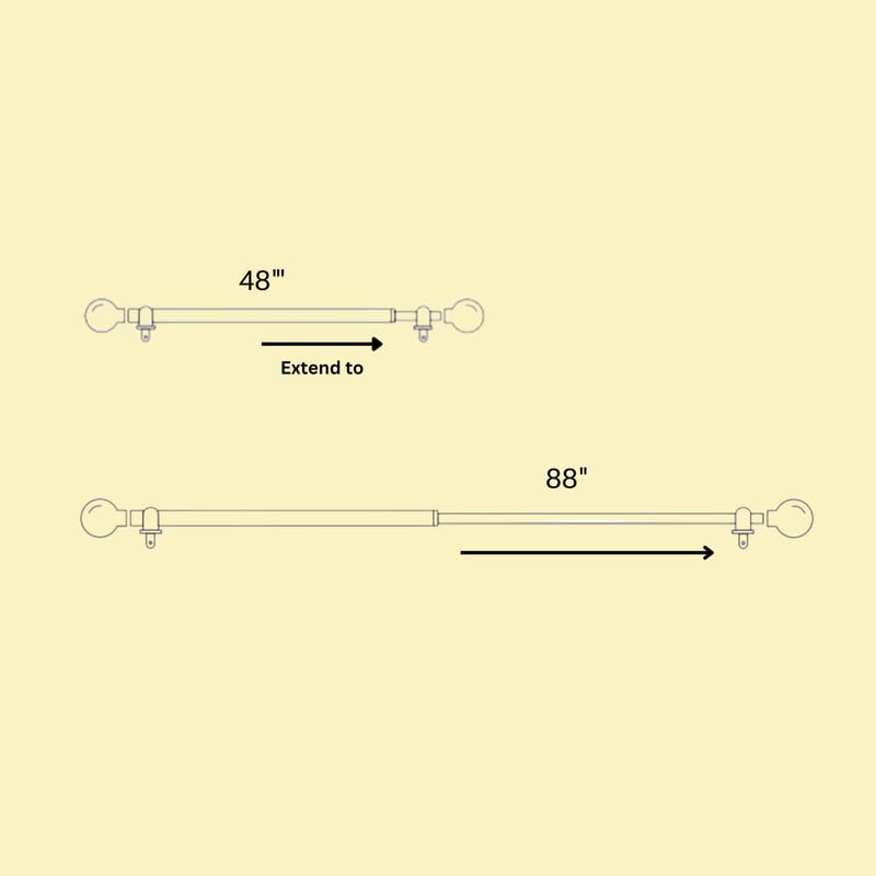 Image of The Decor Mart 52 inch to 96 inch Extendable Curtain Rod |1 inch Curtain Rods for Door & Windows Adjustable Iron Telescopic Drapery Bar with Ceramic Ball Finials | White