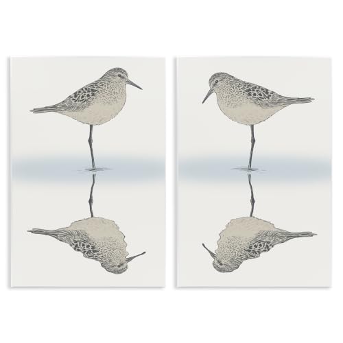 Tranquil Sandpiper, 10 x 15 Inch Mounted Print on Wall Plaque Set