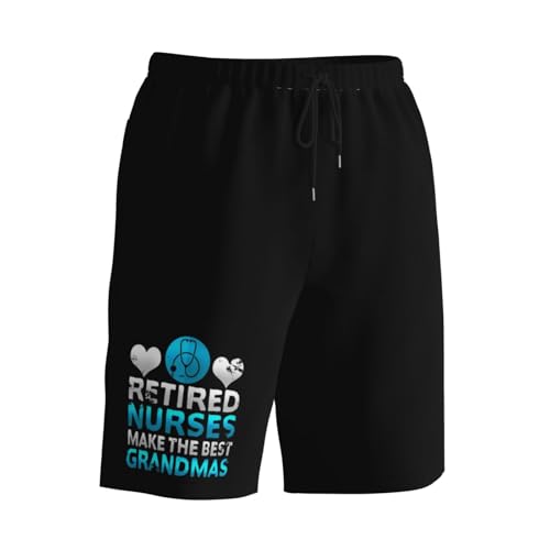 Retired Nurses Make The Best Grandmas Men's Quick-Dry Board Shorts 7" - Swim Trunks Summer Hawaii Beach2