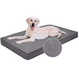 Vonabem Large Dog Bed Waterproof Outdoor, XL Crate Pad 42 inch Washable, Leather Pet beds with Removable Cover, Foam Orthopedic Anti-Slip XLarge Kennel Pads Reversible Wipeable, 41'x27' Grey