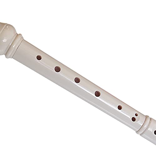 2-Piece Soprano Recorder Instrument for Beginners German Style C Key 8 Hole Descant with Clean Rods 2 Storage Cases (White+White)