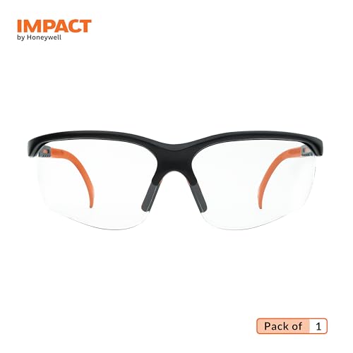 IMPACT BY HONEYWELL Glass Anti-Fog, Adjustable Temples, Stylish Eyewear With Lens Cleaning Wipe, Pack Of 1, Clear