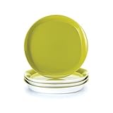 Rachael Ray Round and Square 4-Piece Dinner Plate Set, Green