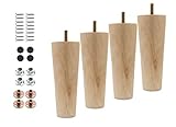 Seimneire 4pcs 6 Inch Wood Furniture Legs, Straight Conical Solid Wood Sofa Legs, Mid-Century Style Furniture Feet for Sofa Cabinet Table Cupboard Couch Ottoman Home DIY Projects