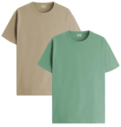 Image of ADRO Men's Cotton Regular Fit Combo Plain Solid T-Shirt Pack of 2