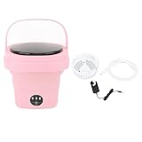 Lavatrice portatile Capacità 6 litri Mini lavatrice pieghevole IPX4 Impermeabile per vestiti per bambini Biancheria intima Piccoli oggetti Rosa Spina americana 100-240 V (Spina europea)