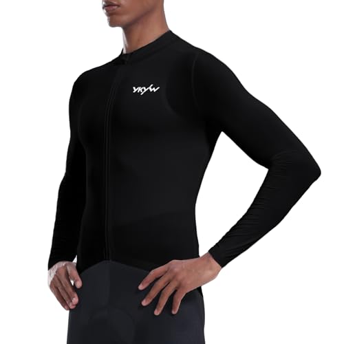 Image of YKYWBIKE Cycling Jersey Men Aero Race Fit, Road Bike Jersey Short Sleeved Moisture Wicking, Breathable,Zip Pocket,UPF50+