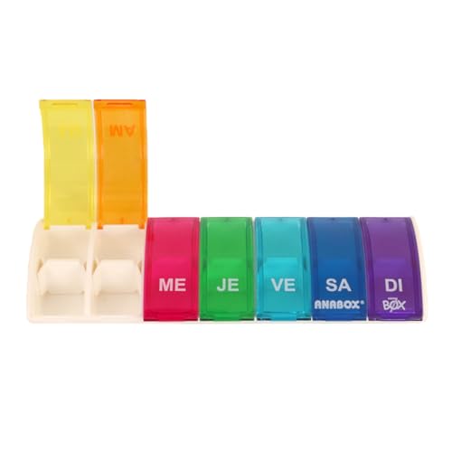 Pastillero semanal Anabox Box7 de 7 compartimentos multicolor con separador