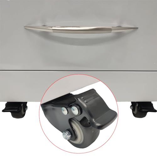 WYDDDARY 4 Drawers Dental Special Storage Cabinet Mobile Cart Stainless Steel Moving Side Cabinet Utility Storage Dresser with Lock and Wheels for Dental Clinic Hospital(with 2 Pallets)