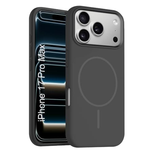 Image of iPhone 17 Pro Max Silicone Magsafe Case | Shock Proof Design & Camera Protection | Premium Rubberised Apple iPhone 17 Pro Max Cover (Microfiber Lining) | Magnetic Liquid Silicone - Black
