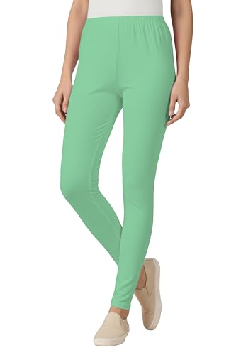 Image of Women's Cotton Lycra Ankle Length Leggings | Regular Rise, Soft 4 Way Stretch Fabric | Casual & Ethnic Wear