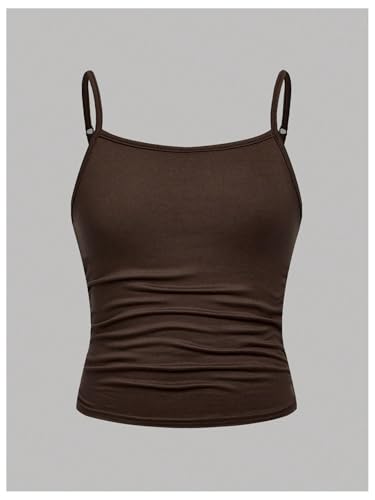 Image of SOLY HUX Girl's Tank Tops 3 Packs Cute Ruched Spaghetti Strap Camisole Slim Fit Undershirts