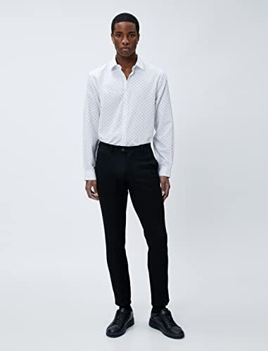 Koton Erkek Spor Gömlek Geometrik Detaylı Klasik Yaka Slim Fit Non Iron Beyaz Desenli, M - Görsel 3